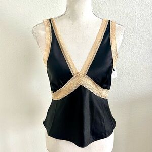 By Together Black Top with Cream Lace